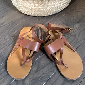 & Other Stories Leather Tan Thong Sandals 8 EUC